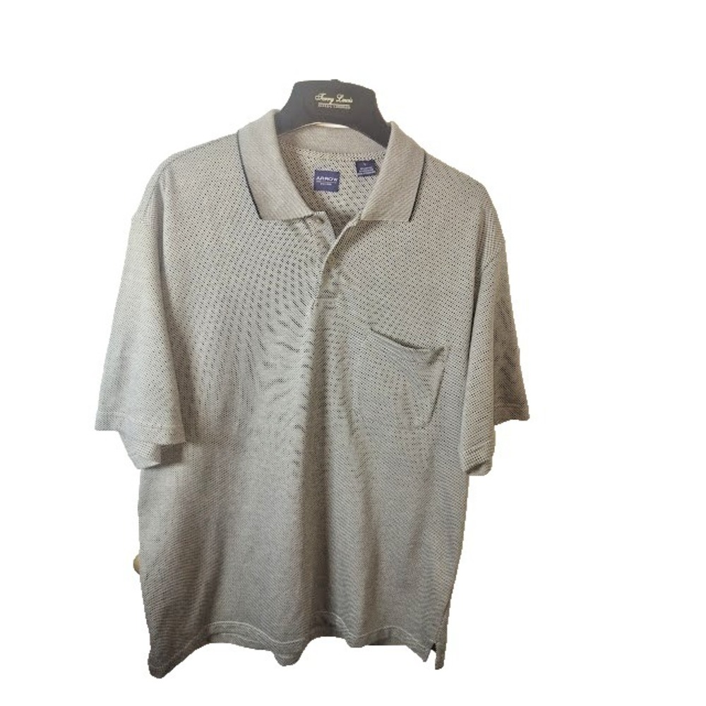 Arrow Tan‎ Large Cotton - Polyester Men's Short Sleeve Polo Shirt